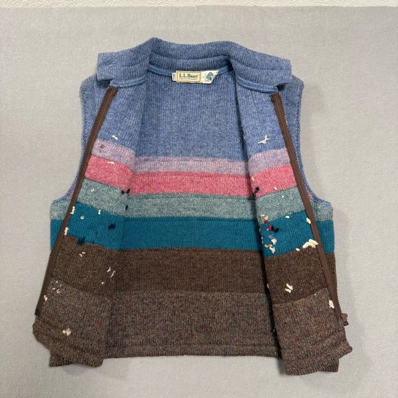 L.L. Bean Vintage 100% Wool Nordic Snow Zip Front Sweater Ski Vest Women L - Picture 12 of 15